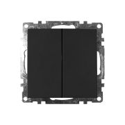 Выключатель 2-клавишный (механизм), STEKKER GLS10-7104-05, 250V, 10А, серия Катрин, черный