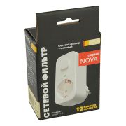 Сетевой фильтр 1-местный с/з, 250В, 16А, с выключателем, серия Nova, HM81-11-2, белый