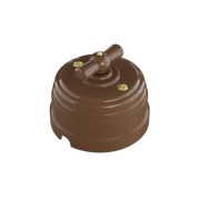 Выключатель пластиковый поворотный на четыре положения (2-х клавишный), IP20, цвет - какао, УСАДЬБА, ТМ МезонинЪ