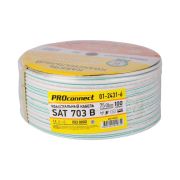 Кабель SAT 703 B, Cu/Al/Cu, (64%), 75 Ом, 100м., белый PROCONNECT