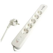 Сетевой фильтр 5-местный с/з 3x1мм2, 3 м, 250В, 16А, 2 USB-A+2 Type-C 3, серия Nova, HM21-51-03, бел